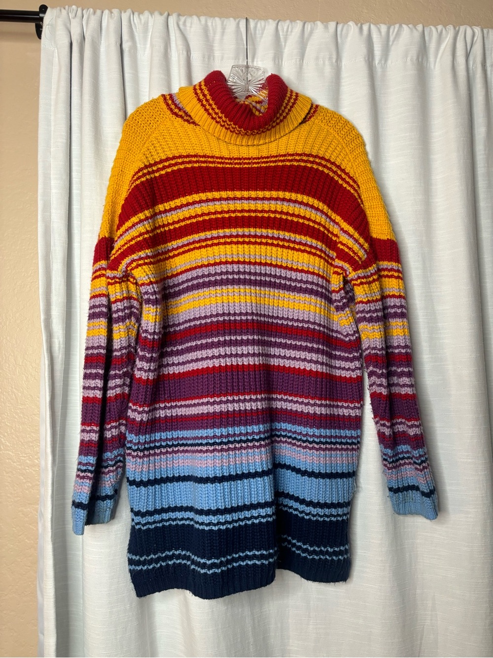 Bold Multicolor Striped Turtleneck Sweater